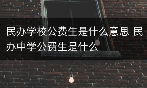 民办学校公费生是什么意思 民办中学公费生是什么