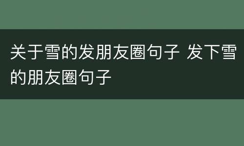 关于雪的发朋友圈句子 发下雪的朋友圈句子