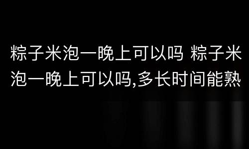 粽子米泡一晚上可以吗 粽子米泡一晚上可以吗,多长时间能熟
