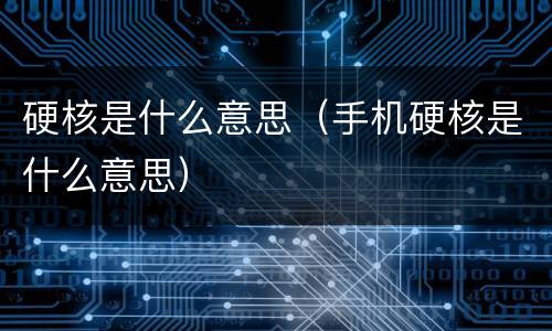 硬核是什么意思（手机硬核是什么意思）
