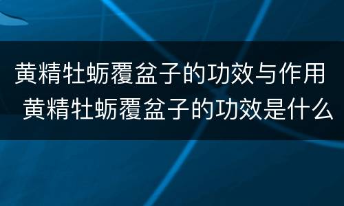 黄精牡蛎覆盆子的功效与作用 黄精牡蛎覆盆子的功效是什么