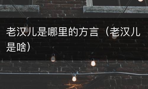 老汉儿是哪里的方言（老汉儿是啥）