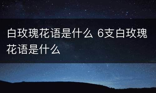白玫瑰花语是什么 6支白玫瑰花语是什么