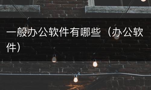 一般办公软件有哪些（办公软件）