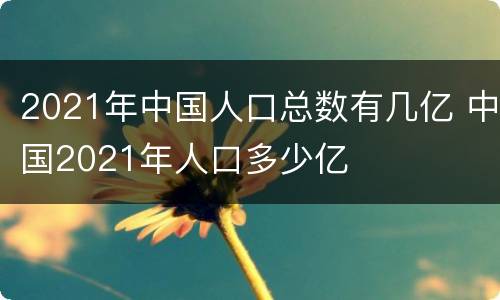 2021年中国人口总数有几亿 中国2021年人口多少亿