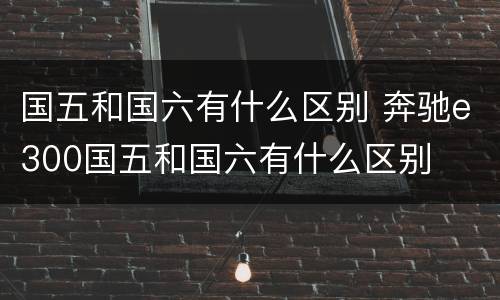 国五和国六有什么区别 奔驰e300国五和国六有什么区别