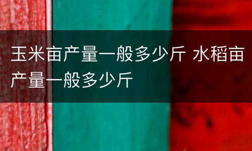 玉米亩产量一般多少斤 水稻亩产量一般多少斤