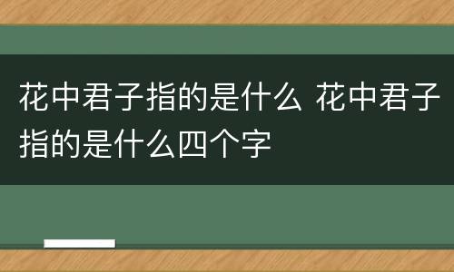 花中君子指的是什么 花中君子指的是什么四个字