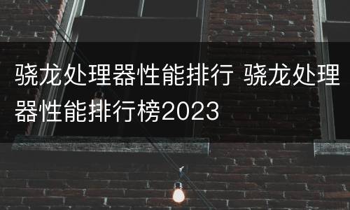 骁龙处理器性能排行 骁龙处理器性能排行榜2023