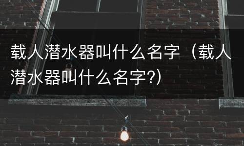 载人潜水器叫什么名字（载人潜水器叫什么名字?）