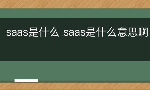saas是什么 saas是什么意思啊