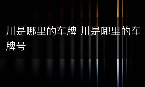 川是哪里的车牌 川是哪里的车牌号