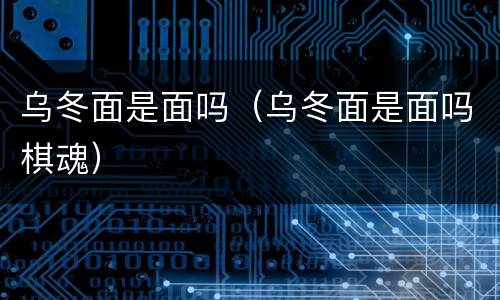 乌冬面是面吗（乌冬面是面吗棋魂）