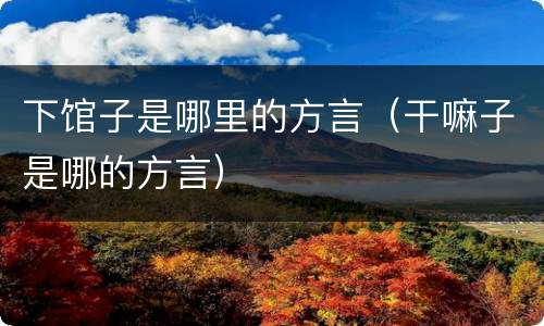 下馆子是哪里的方言（干嘛子是哪的方言）