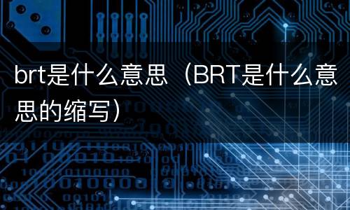 brt是什么意思（BRT是什么意思的缩写）