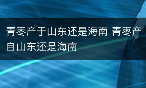 青枣产于山东还是海南 青枣产自山东还是海南