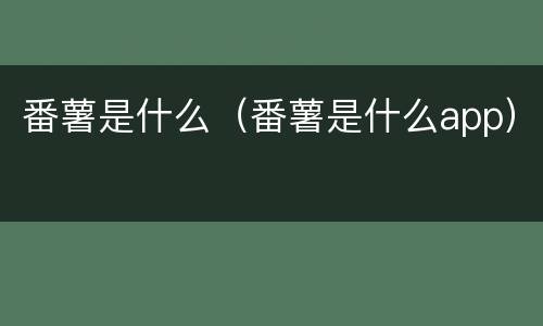 番薯是什么（番薯是什么app）