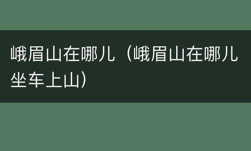 峨眉山在哪儿（峨眉山在哪儿坐车上山）