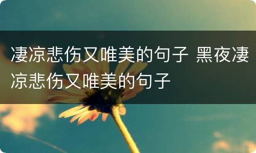 凄凉悲伤又唯美的句子 黑夜凄凉悲伤又唯美的句子