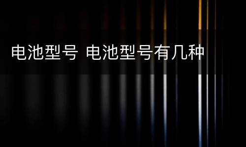 电池型号 电池型号有几种