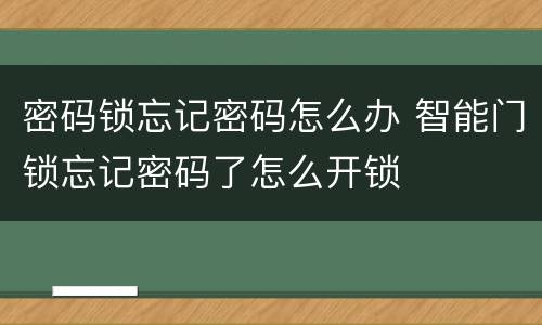密码锁忘记密码怎么办 智能门锁忘记密码了怎么开锁