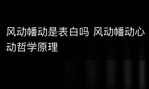 风动幡动是表白吗 风动幡动心动哲学原理