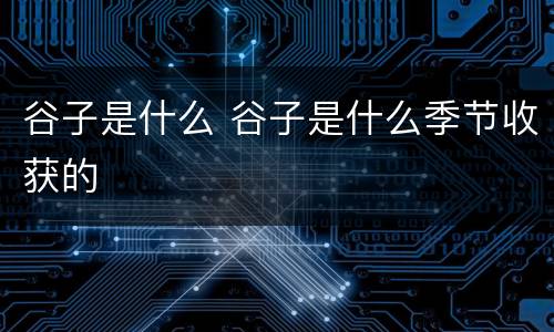 谷子是什么 谷子是什么季节收获的