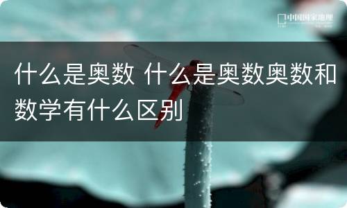 什么是奥数 什么是奥数奥数和数学有什么区别