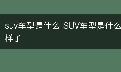 suv车型是什么 SUV车型是什么样子