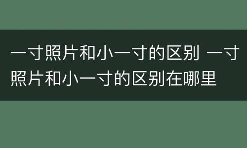 一寸照片和小一寸的区别 一寸照片和小一寸的区别在哪里