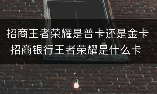招商王者荣耀是普卡还是金卡 招商银行王者荣耀是什么卡