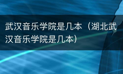 武汉音乐学院是几本（湖北武汉音乐学院是几本）