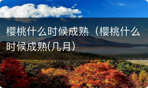 樱桃什么时候成熟（樱桃什么时候成熟(几月）