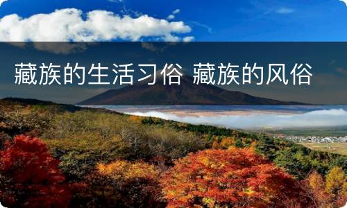 藏族的生活习俗 藏族的风俗