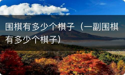 围棋有多少个棋子（一副围棋有多少个棋子）