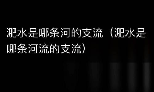 淝水是哪条河的支流（淝水是哪条河流的支流）