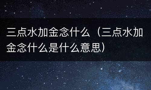 三点水加金念什么（三点水加金念什么是什么意思）