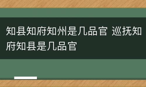 知县知府知州是几品官 巡抚知府知县是几品官