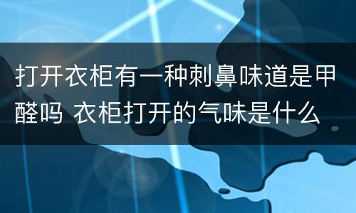打开衣柜有一种刺鼻味道是甲醛吗 衣柜打开的气味是什么