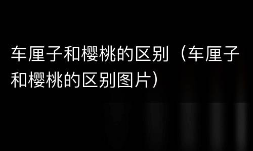 车厘子和樱桃的区别（车厘子和樱桃的区别图片）