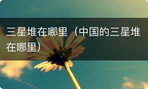 三星堆在哪里（中国的三星堆在哪里）