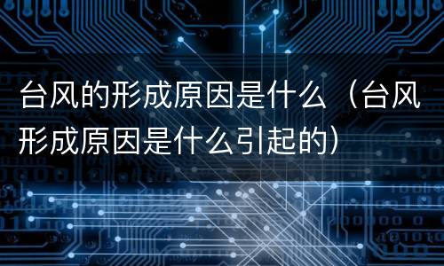 台风的形成原因是什么（台风形成原因是什么引起的）