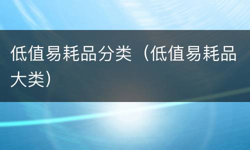 低值易耗品分类（低值易耗品大类）