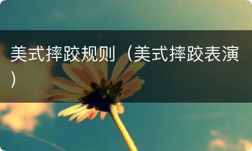 美式摔跤规则（美式摔跤表演）