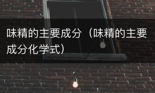 味精的主要成分（味精的主要成分化学式）