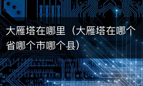 大雁塔在哪里（大雁塔在哪个省哪个市哪个县）