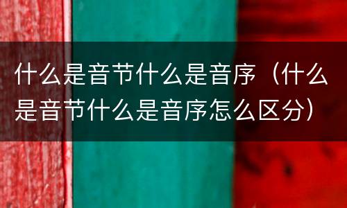 什么是音节什么是音序（什么是音节什么是音序怎么区分）