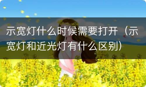 示宽灯什么时候需要打开（示宽灯和近光灯有什么区别）