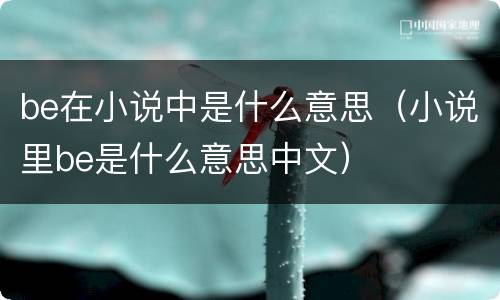be在小说中是什么意思（小说里be是什么意思中文）