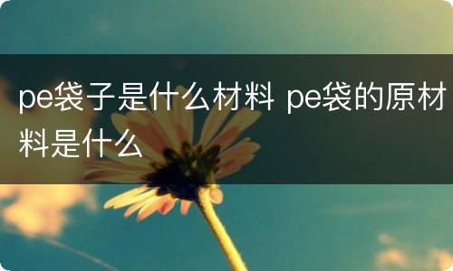 pe袋子是什么材料 pe袋的原材料是什么